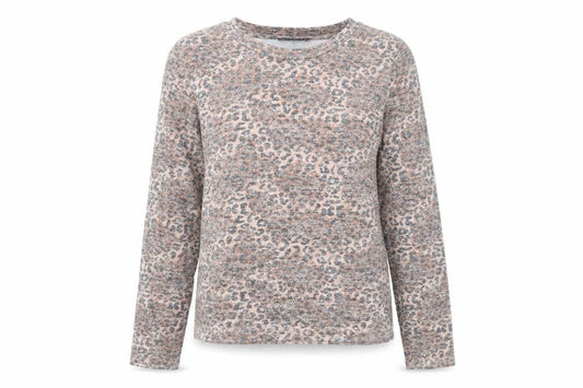 Marks & Spencer Womens Brown Round Neck Animal Print Viscose Pullover Jumper Size 10 - Leopard Pattern