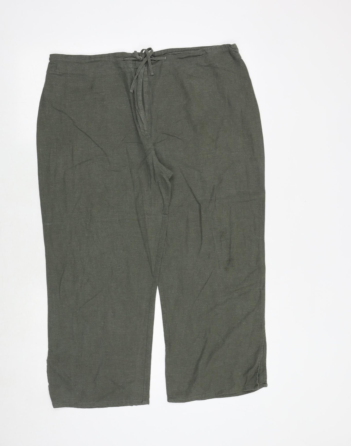 Liquid Womens Green Polyester Cropped Trousers Size 36 in Regular Drawstring