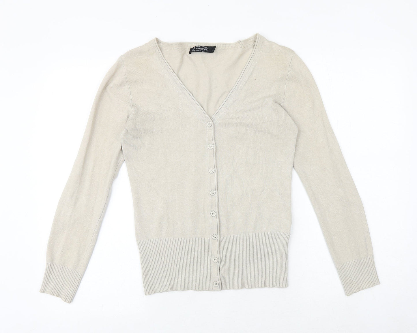 Glassons Womens Beige V-Neck Viscose Cardigan Jumper Size 10