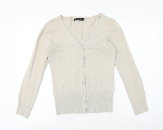 Glassons Womens Beige V-Neck Viscose Cardigan Jumper Size 10