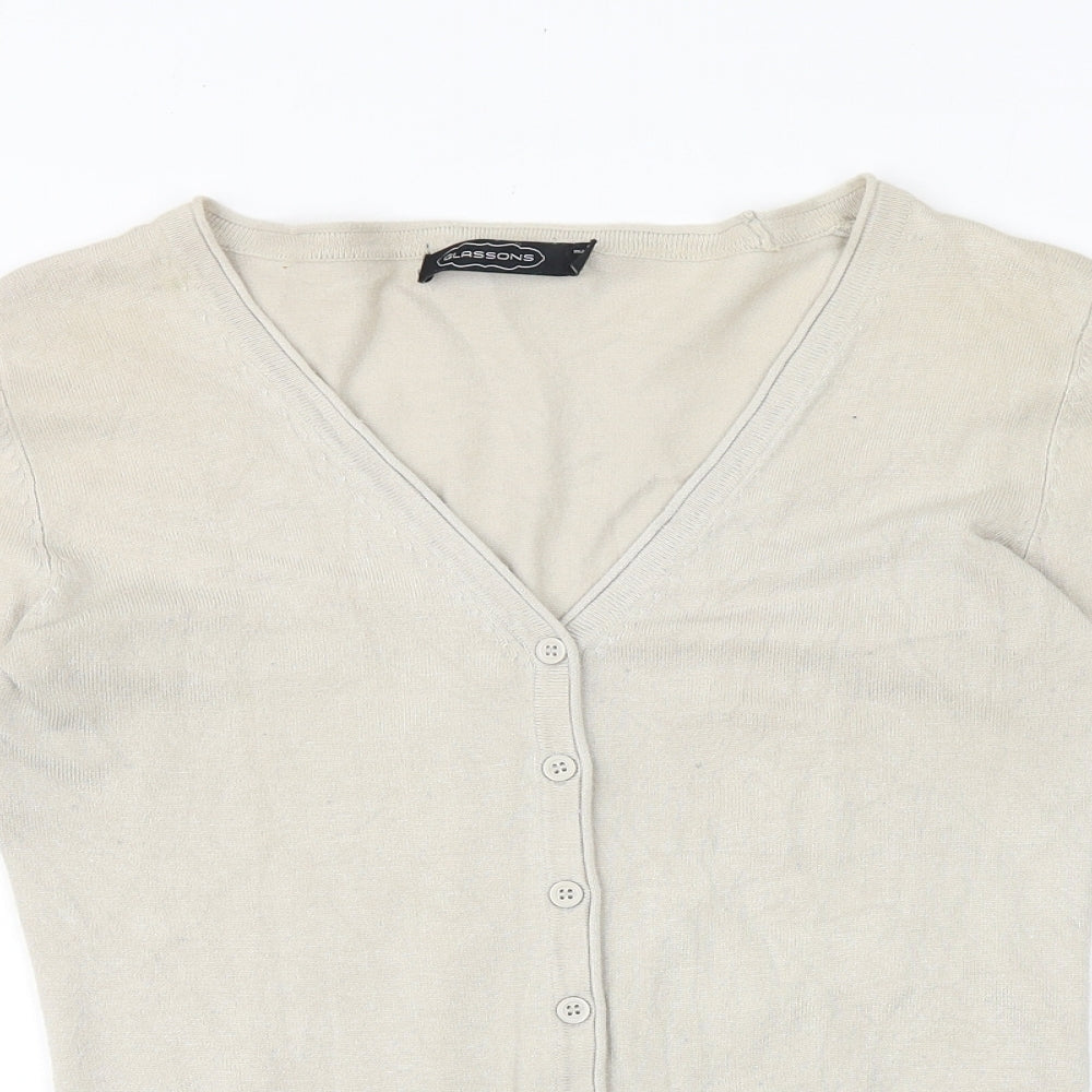 Glassons Womens Beige V-Neck Viscose Cardigan Jumper Size 10