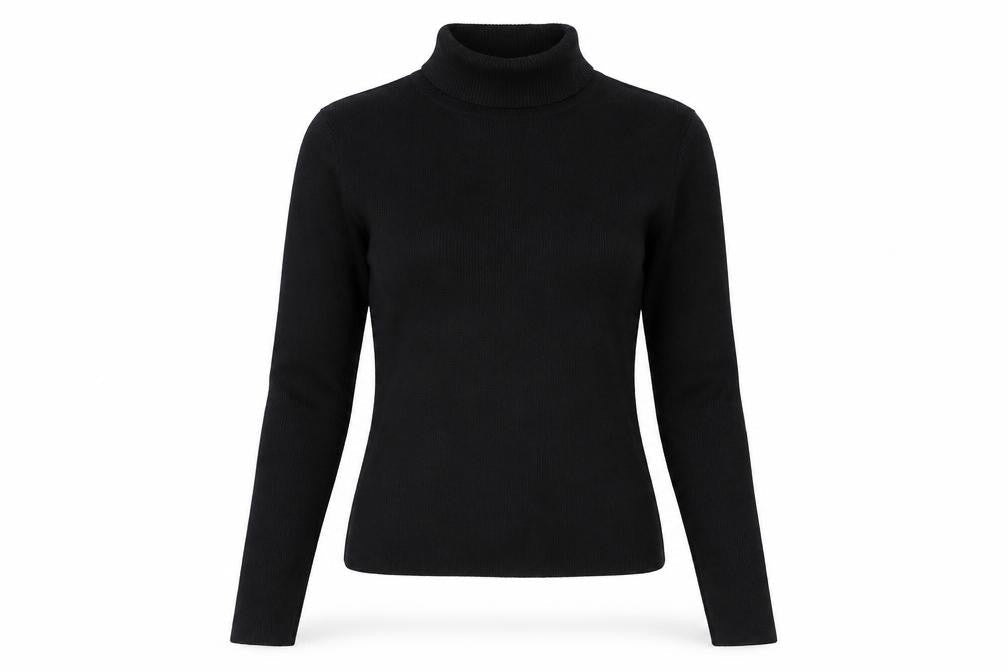 Suchita Womens Black Roll Neck Polyester Pullover Jumper Size S