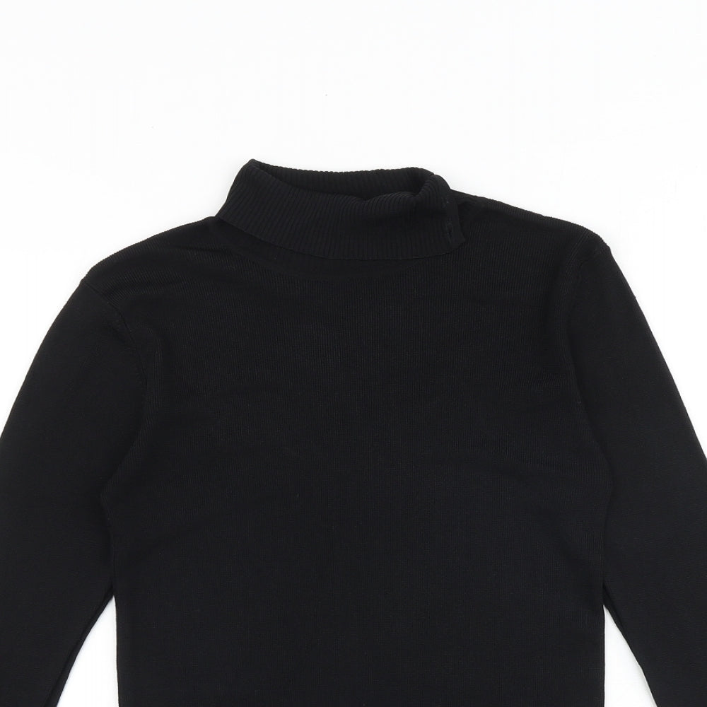 Suchita Womens Black Roll Neck Polyester Pullover Jumper Size S