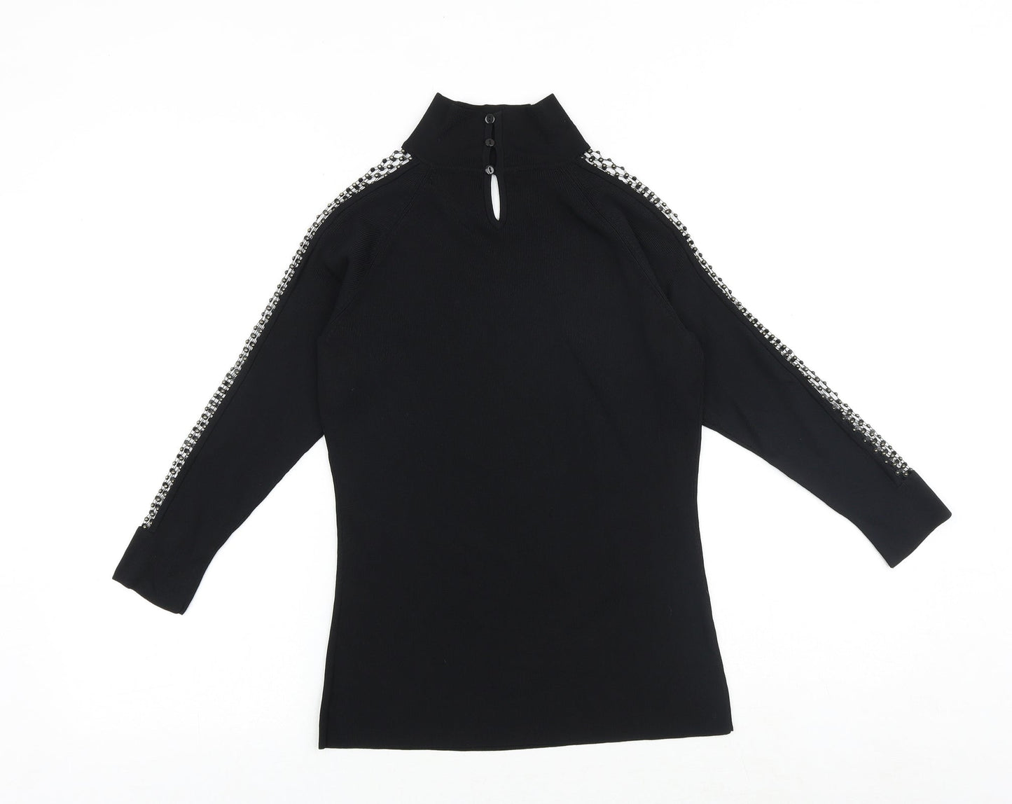Claudia C Womens Black Mock Neck Viscose Pullover Jumper Size S