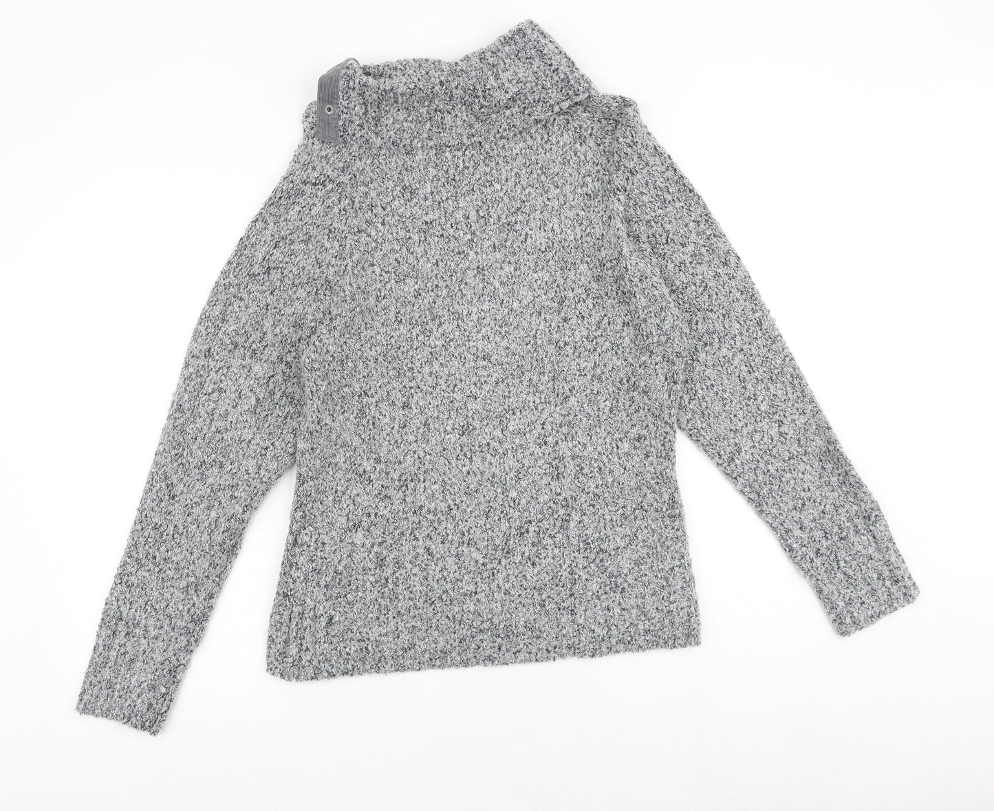 M&Co Womens Grey High Neck Polyurethane Pullover Jumper Size L