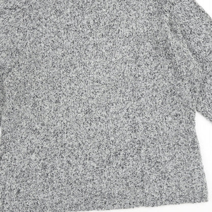 M&Co Womens Grey High Neck Polyurethane Pullover Jumper Size L