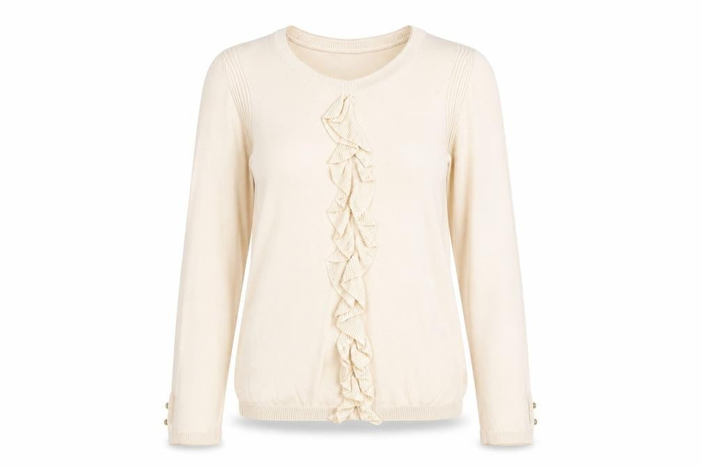 NAF NAF Womens Beige Round Neck Polyester Pullover Jumper Size S