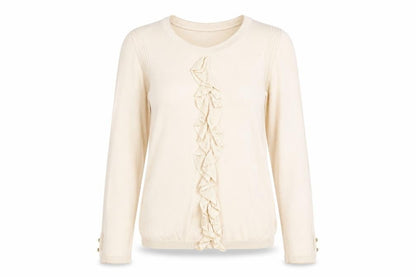 NAF NAF Womens Beige Round Neck Polyester Pullover Jumper Size S