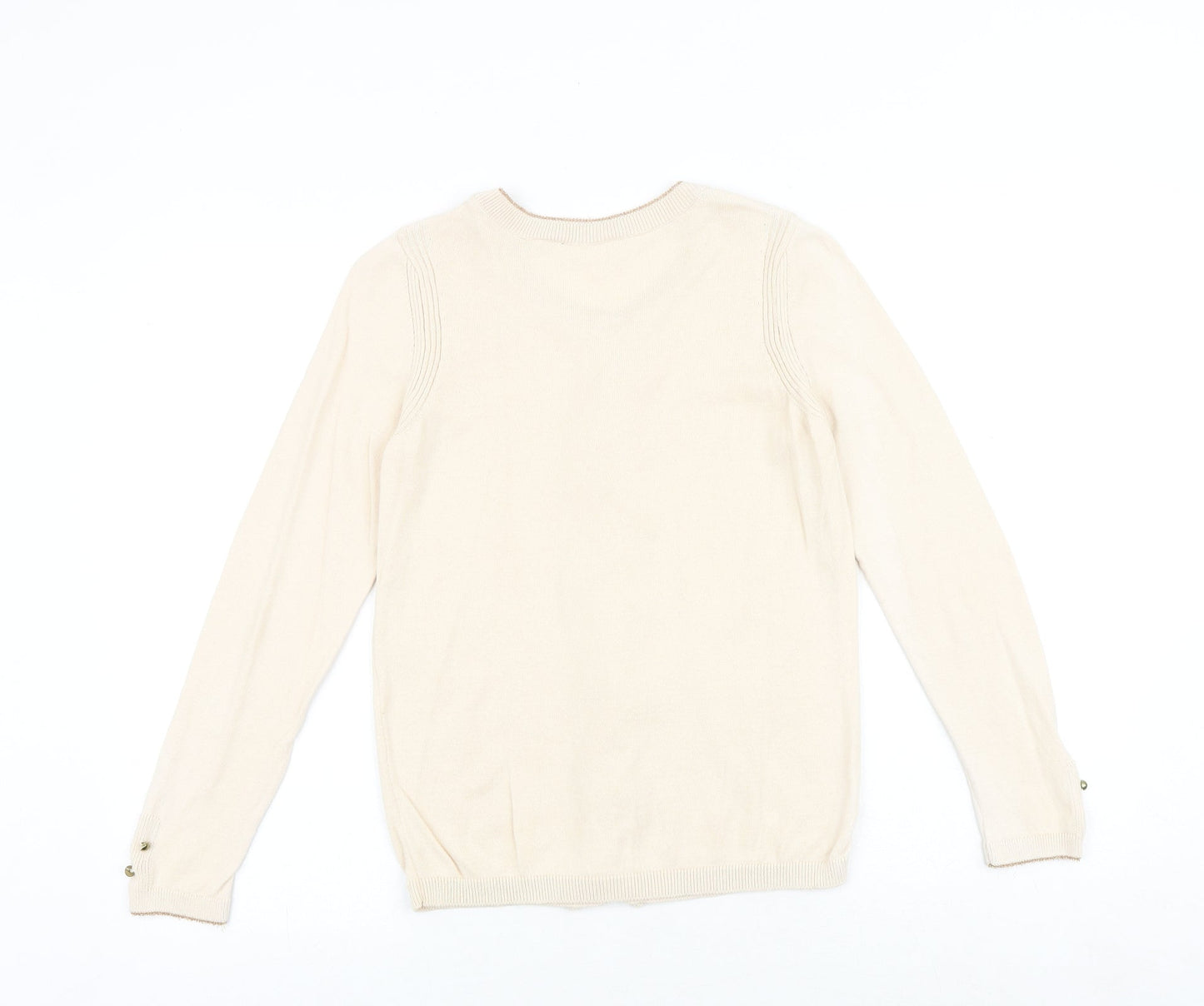 NAF NAF Womens Beige Round Neck Polyester Pullover Jumper Size S