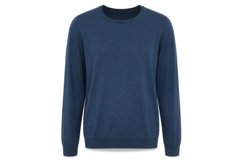 H&M Mens Blue Round Neck Acrylic Pullover Jumper Size L Long Sleeve