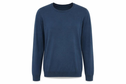 H&M Mens Blue Round Neck Acrylic Pullover Jumper Size L Long Sleeve