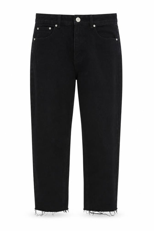 PRETTYLITTLETHING Womens Black Cotton Straight Jeans Size 8 Relaxed Zip