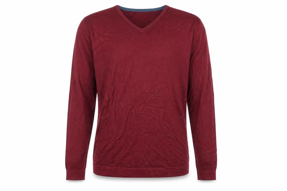 West Rock Mens Red V-Neck Acrylic Pullover Jumper Size S Long Sleeve