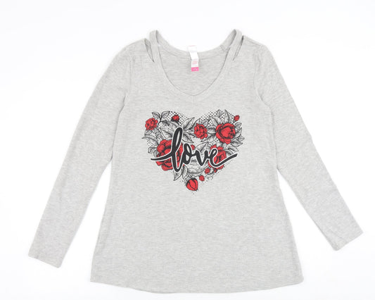No Boundaries Girls Grey Polyester Jumper Dress Size 12-13 Years Round Neck Pullover - Love