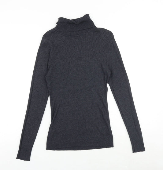CASS Womens Grey Roll Neck Polyester Pullover Jumper Size L