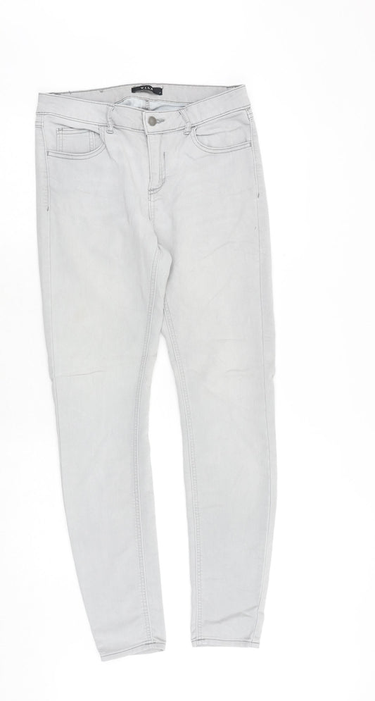 VILA Womens Grey Cotton Skinny Jeans Size 30 in Regular Zip