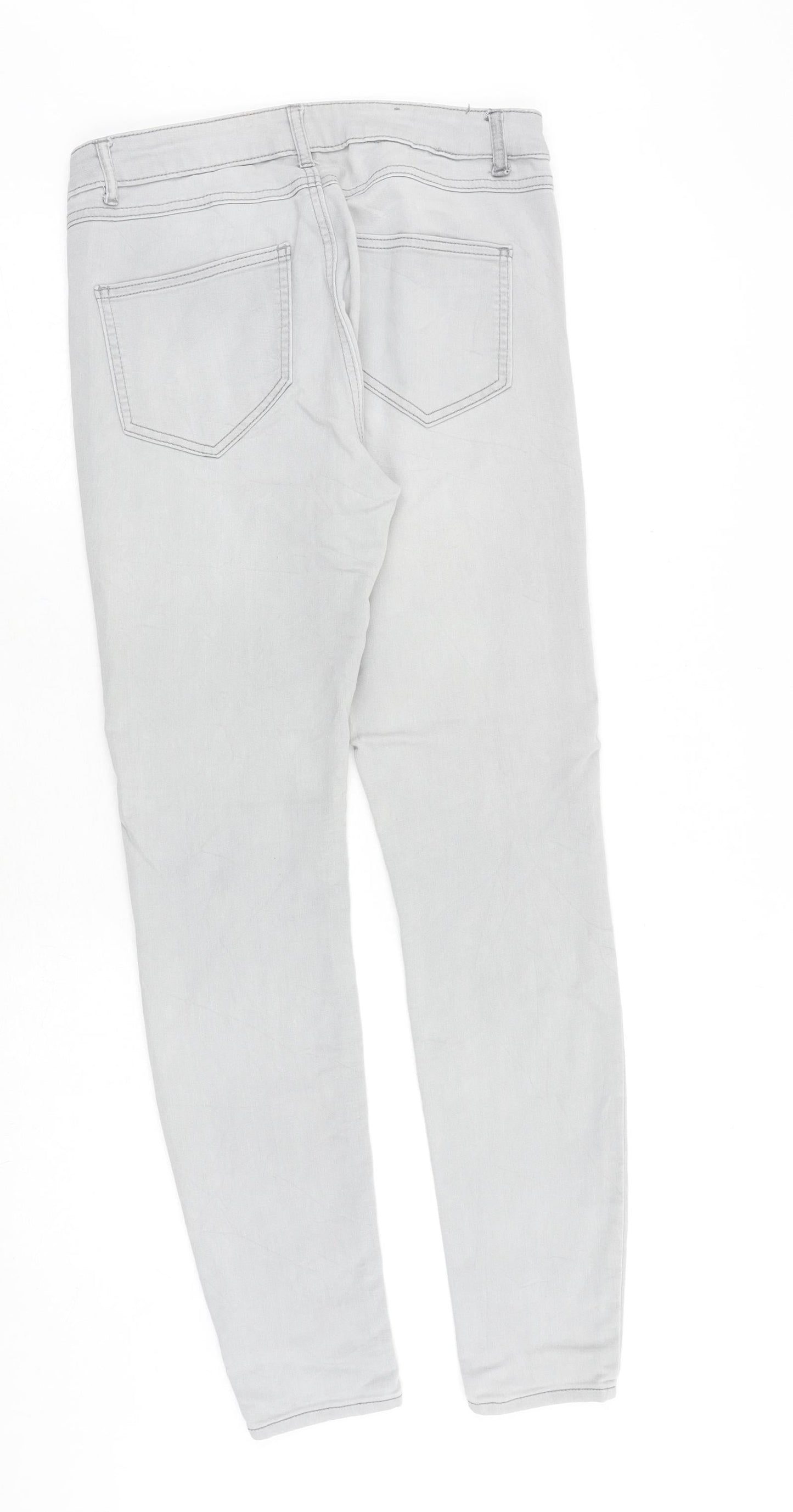 VILA Womens Grey Cotton Skinny Jeans Size 30 in Regular Zip