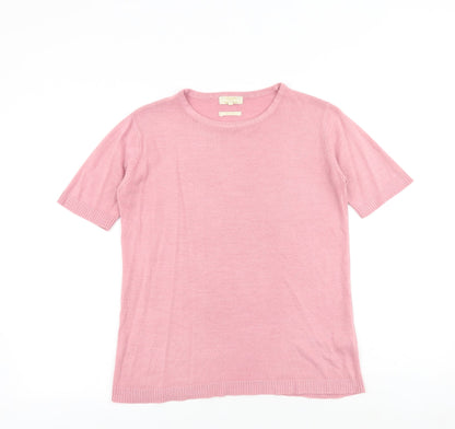 SARAH HAMILTON Womens Pink Round Neck Acrylic Pullover Jumper Size M