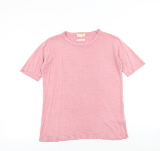 SARAH HAMILTON Womens Pink Round Neck Acrylic Pullover Jumper Size M