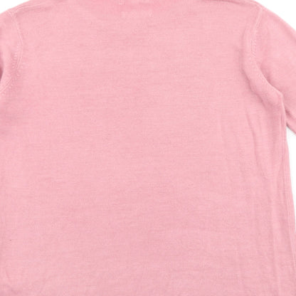 SARAH HAMILTON Womens Pink Round Neck Acrylic Pullover Jumper Size M