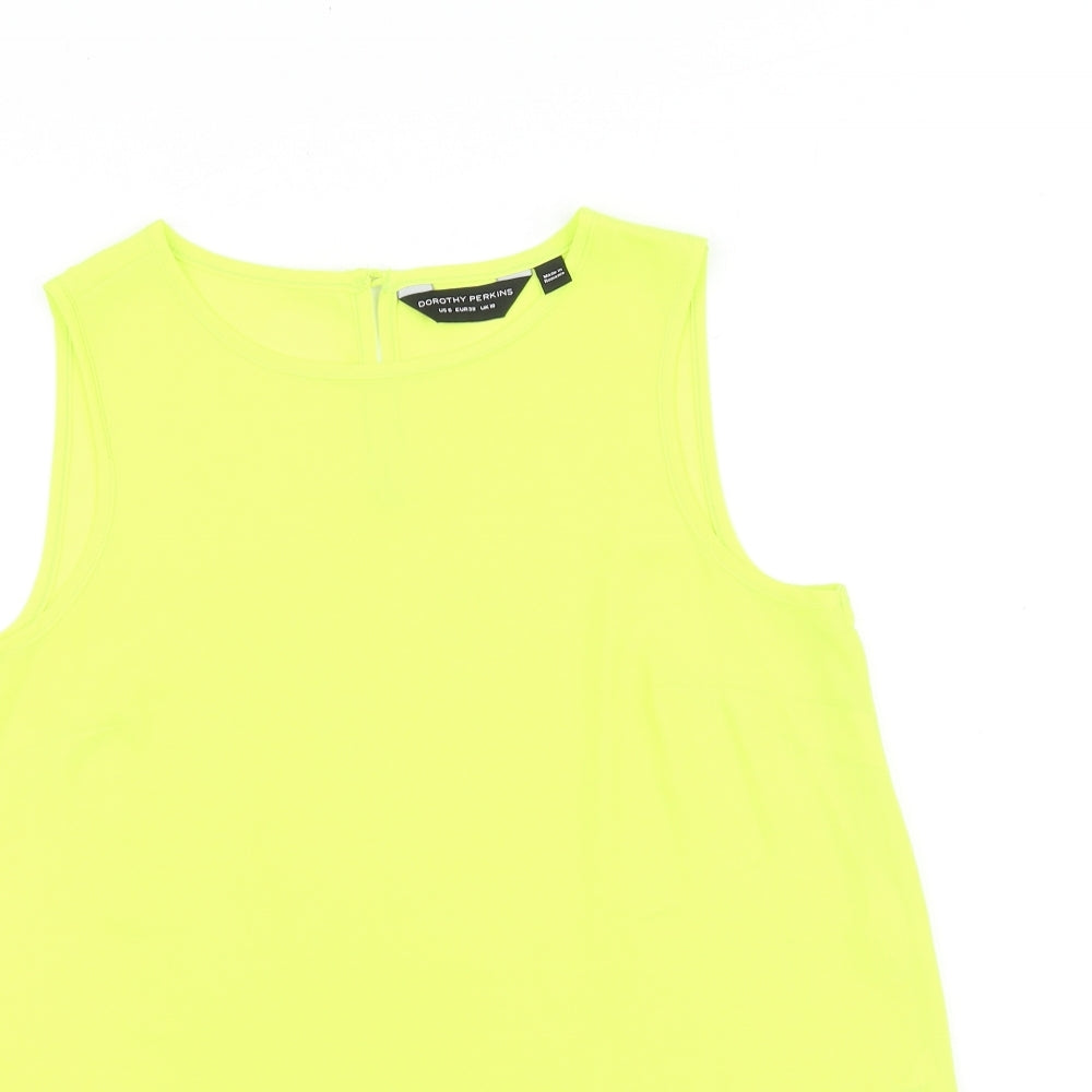 Dorothy Perkins Womens Green Polyester Basic Tank Size 10 Round Neck