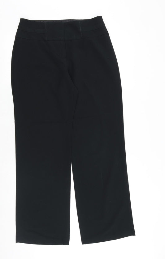 Marks and Spencer Womens Black Polyester Trousers Size 12 Regular Zip