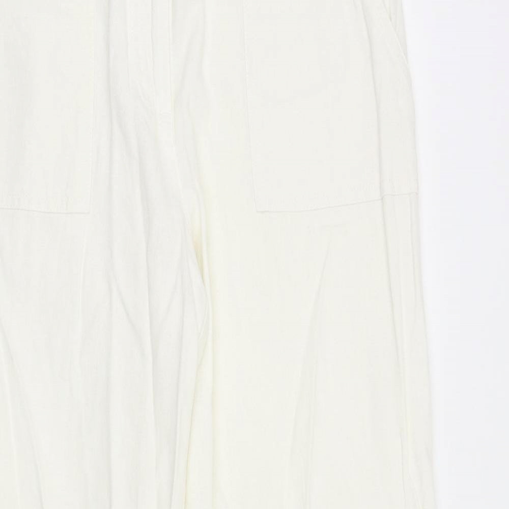 South Womens White Polyester Trousers Size 36 in Regular Zip