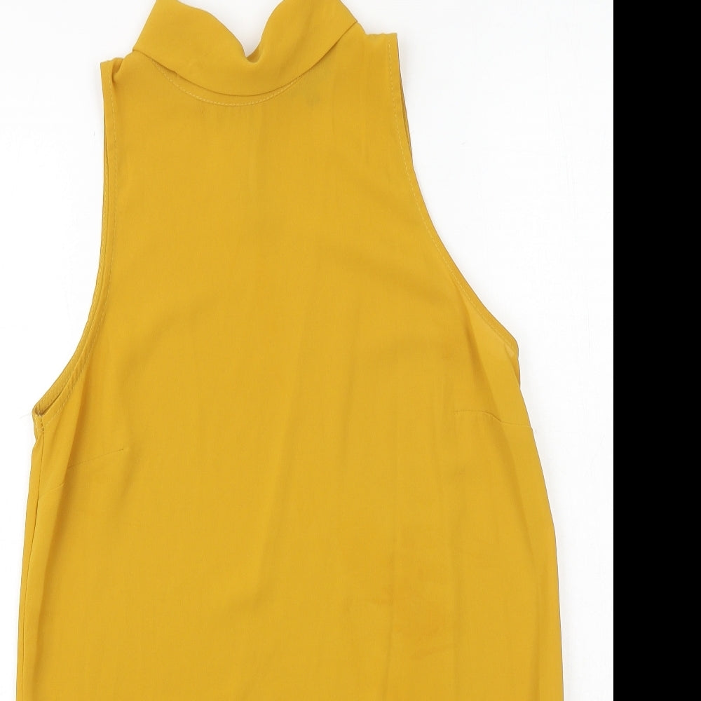 New Look Womens Yellow Polyester Basic Tank Size 8 Halter