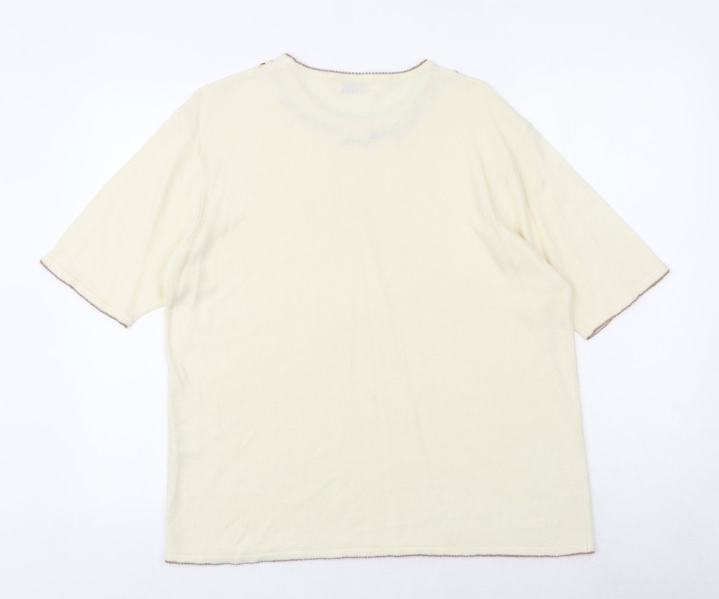 Bonmarché Womens Ivory Round Neck Acrylic Pullover Jumper Size XL
