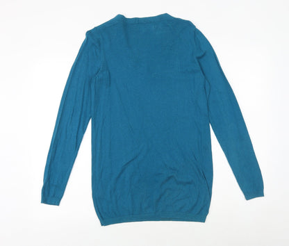 Next Womens Green V-Neck Acrylic Pullover Jumper Size 8