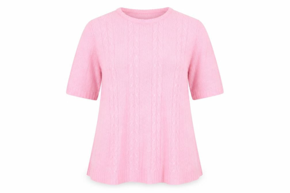 EWM Womens Pink Polyester Basic T-Shirt Size 14 Round Neck