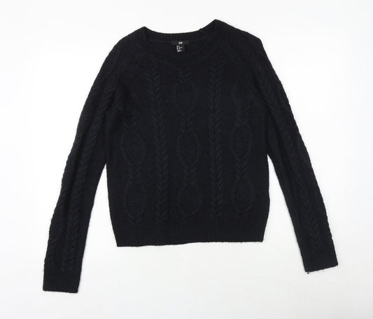 H&M Womens Black Round Neck Acrylic Pullover Jumper Size S