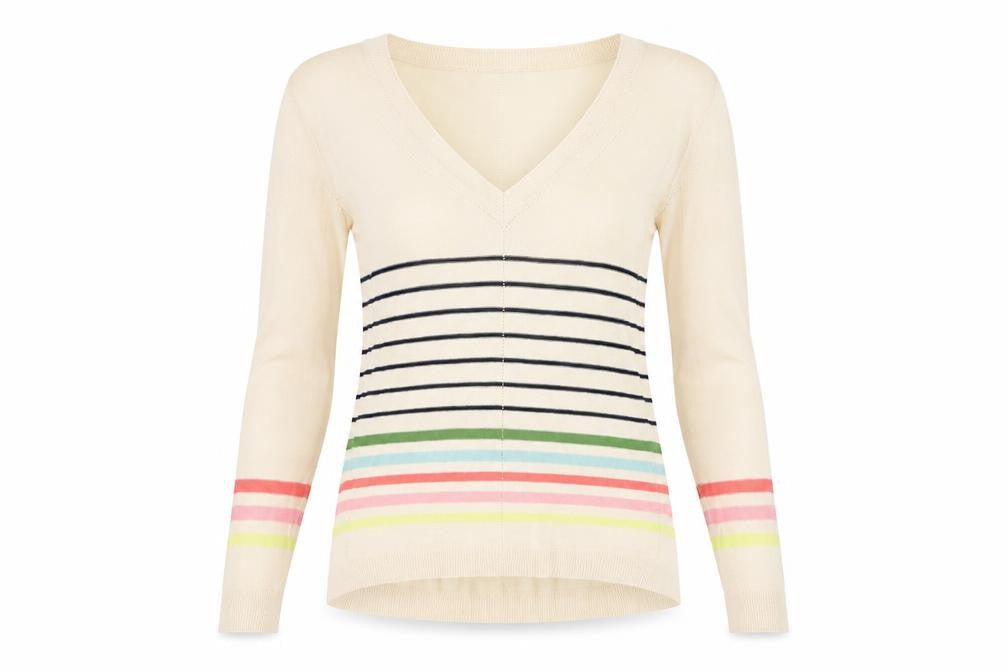 NEXT Womens Multicoloured Striped Viscose Basic Blouse Size 8 V-Neck - Sheer