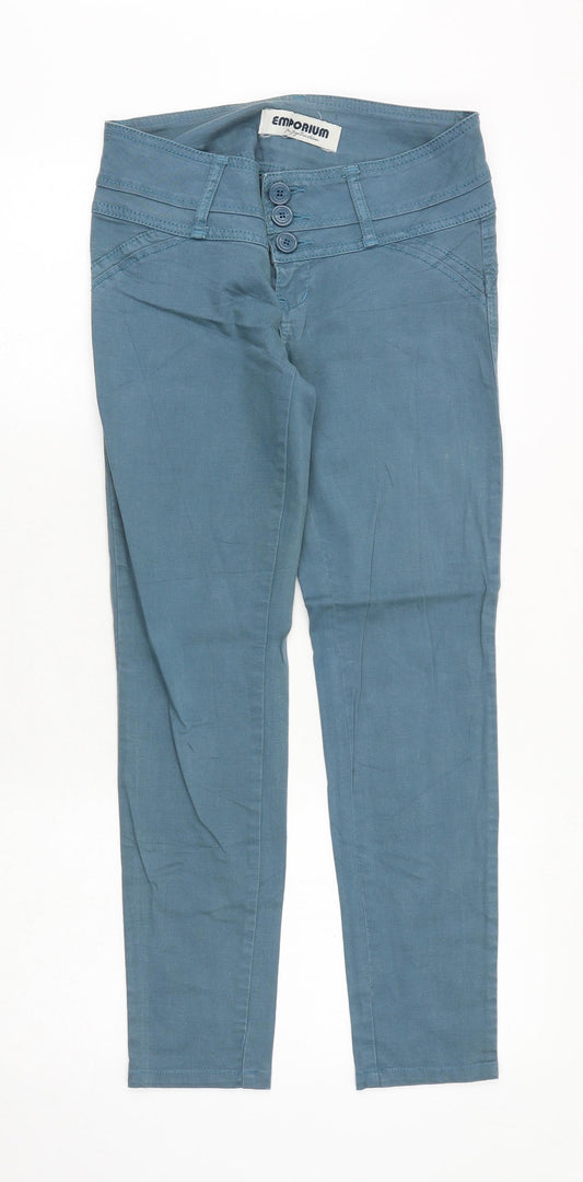 Emporium Womens Blue Cotton Straight Jeans Size 28 in Regular Zip