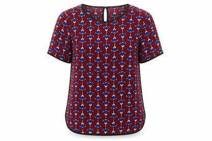 Dorothy Perkins Womens Red Geometric Polyester Basic Blouse Size 6 Round Neck