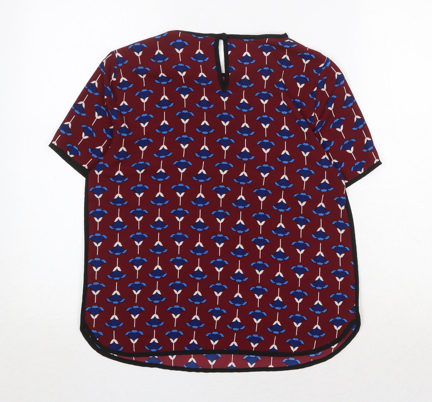 Dorothy Perkins Womens Red Geometric Polyester Basic Blouse Size 6 Round Neck