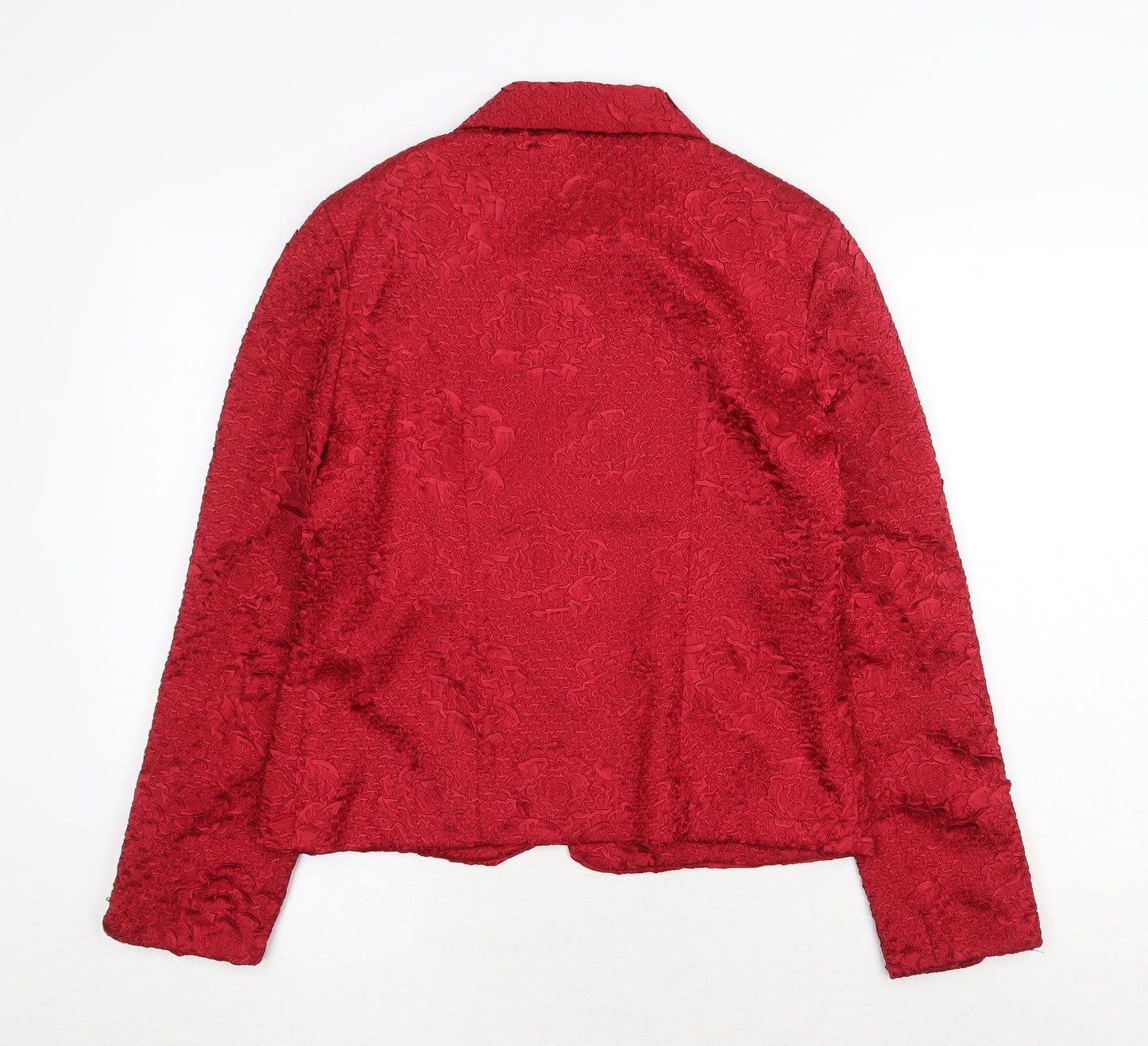Rikkoff Womens Red Geometric Jacket Size 10 Zip