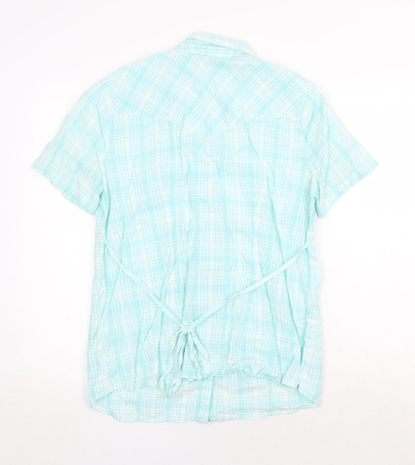 BHS Womens Green Geometric 100% Cotton Basic Button-Up Size 14 Collared