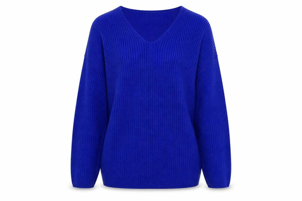 ITEMS Girls Blue V-Neck Acrylic Pullover Jumper Size 11-12 Years Pullover