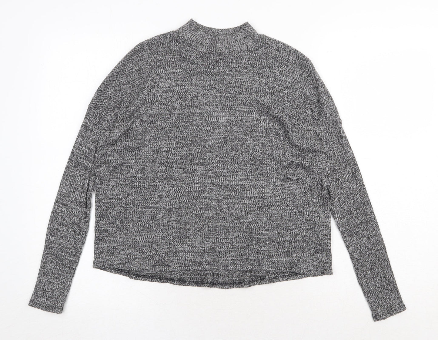 H&M Womens Grey Mock Neck Polyester Pullover Jumper Size XS