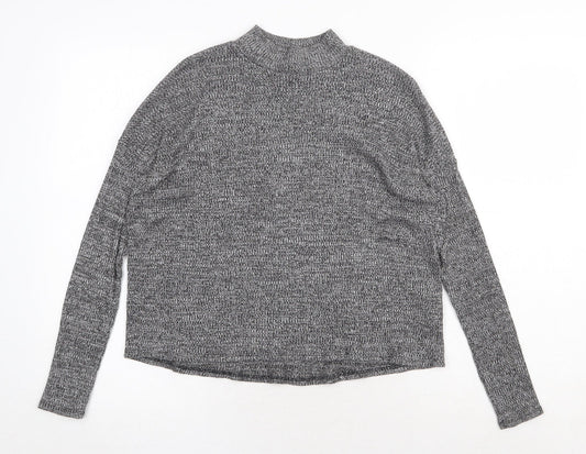H&M Womens Grey Mock Neck Polyester Pullover Jumper Size XS