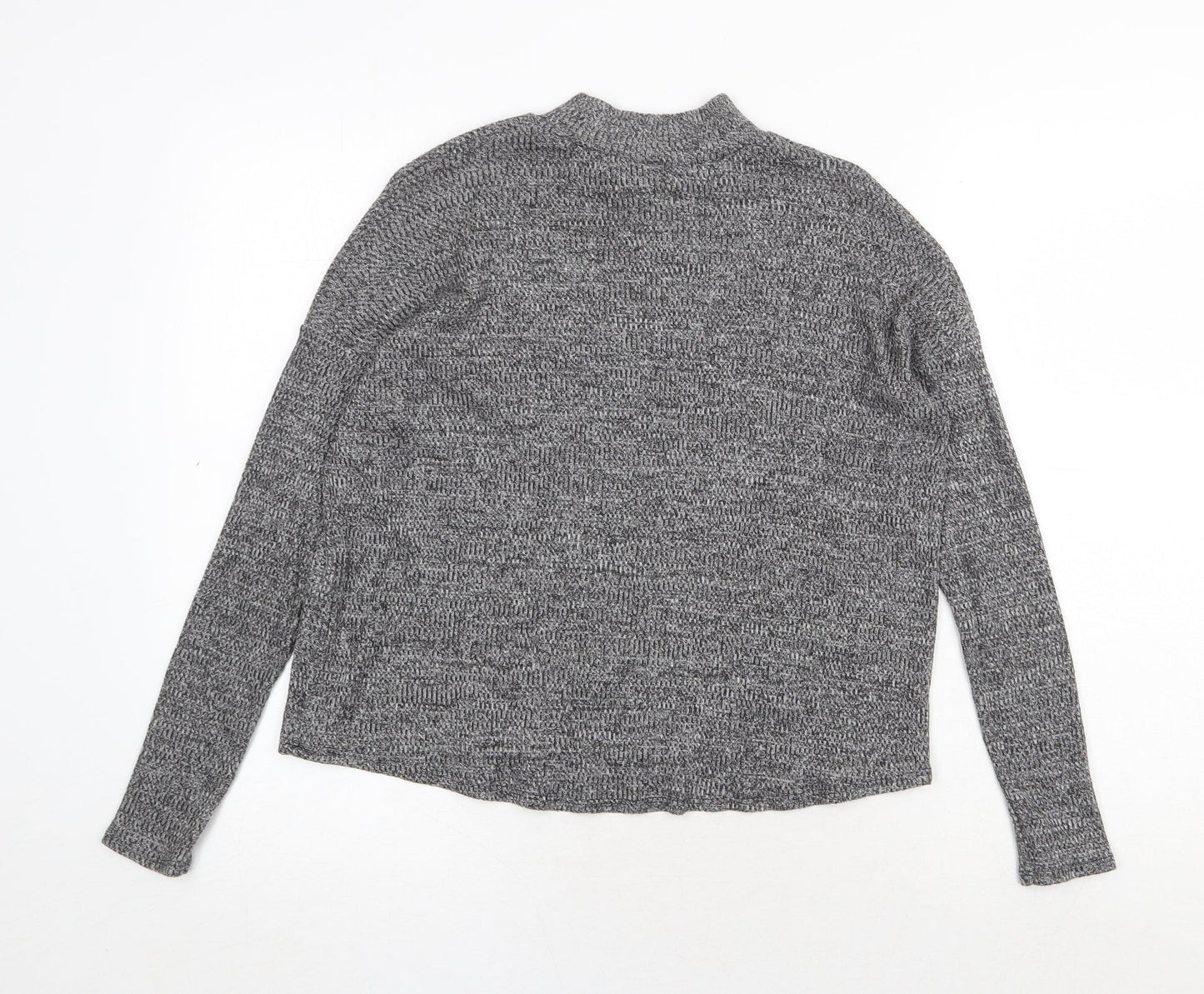 H&M Womens Grey Mock Neck Polyester Pullover Jumper Size XS