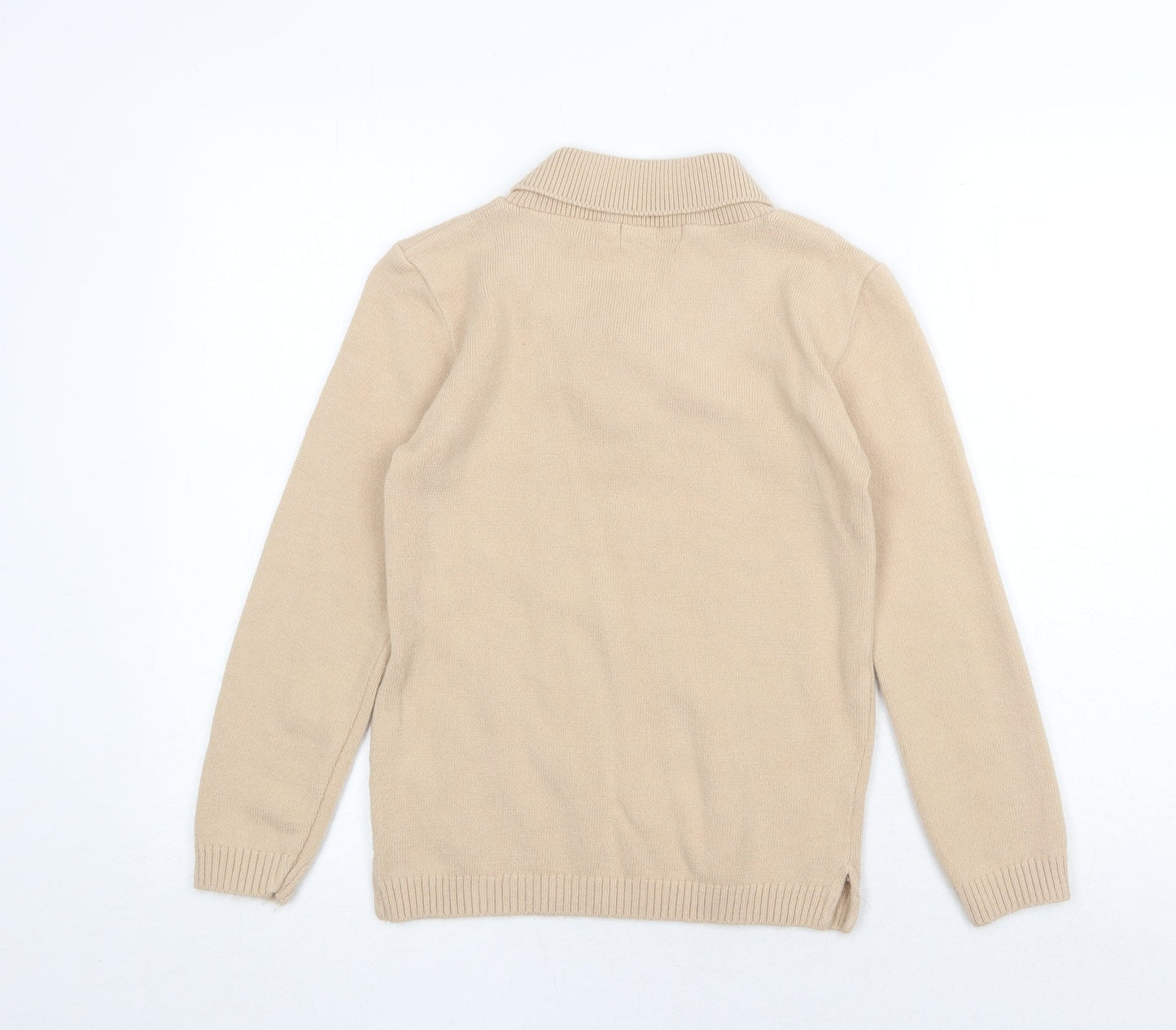 Pure & Natural Womens Beige V-Neck Acrylic Pullover Jumper Size S