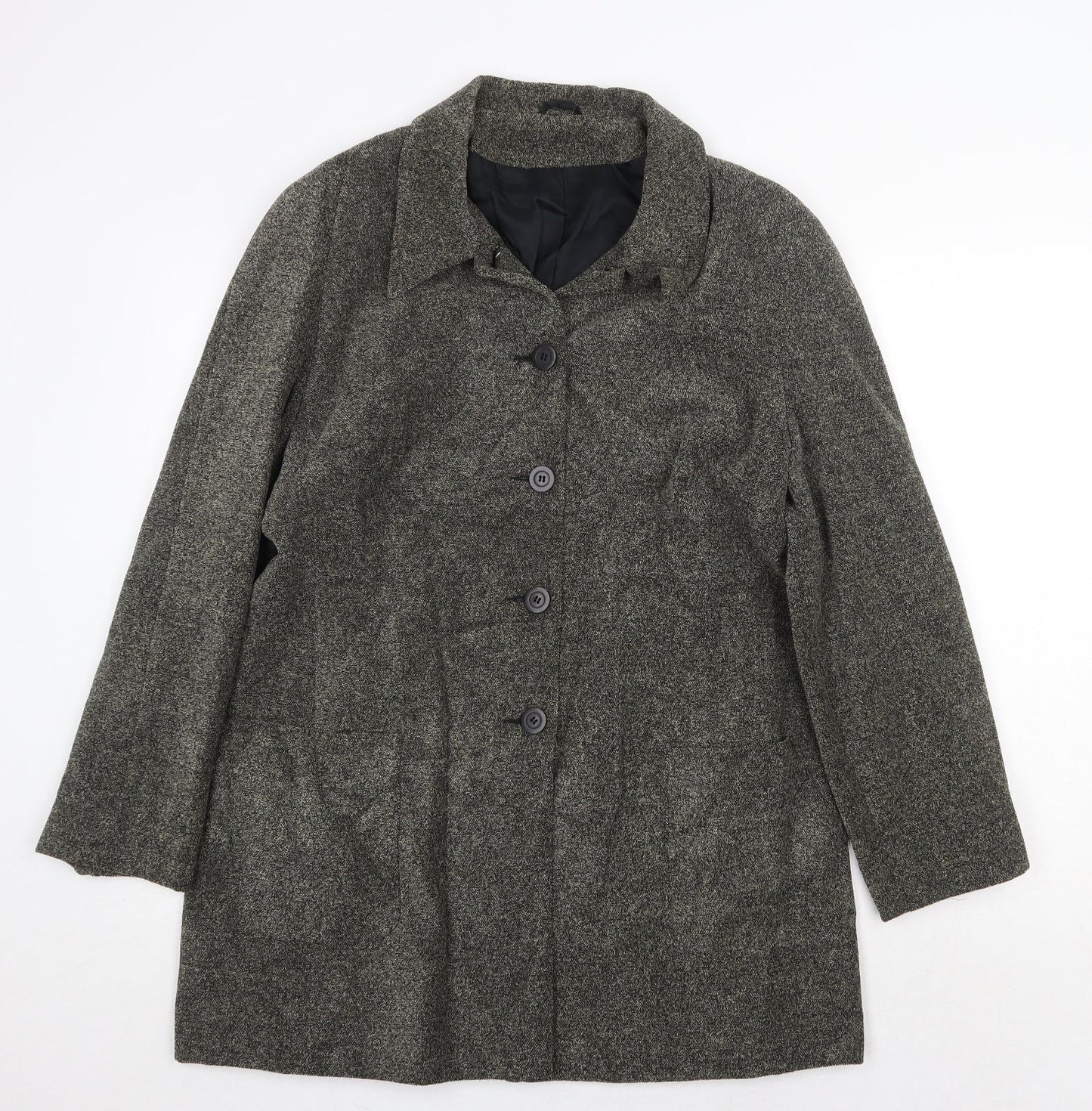 Richards Womens Grey Geometric Overcoat Coat Size 16 Button