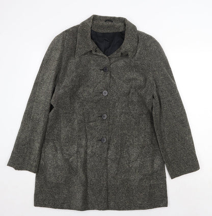 Richards Womens Grey Geometric Overcoat Coat Size 16 Button