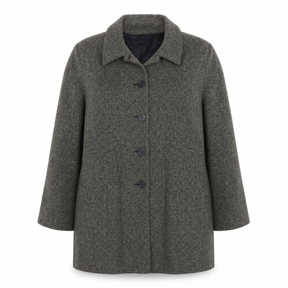 Richards Womens Grey Geometric Overcoat Coat Size 16 Button