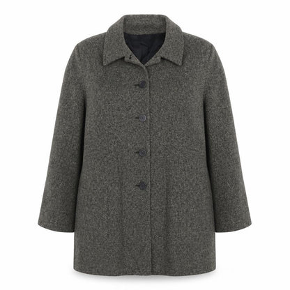Richards Womens Grey Geometric Overcoat Coat Size 16 Button