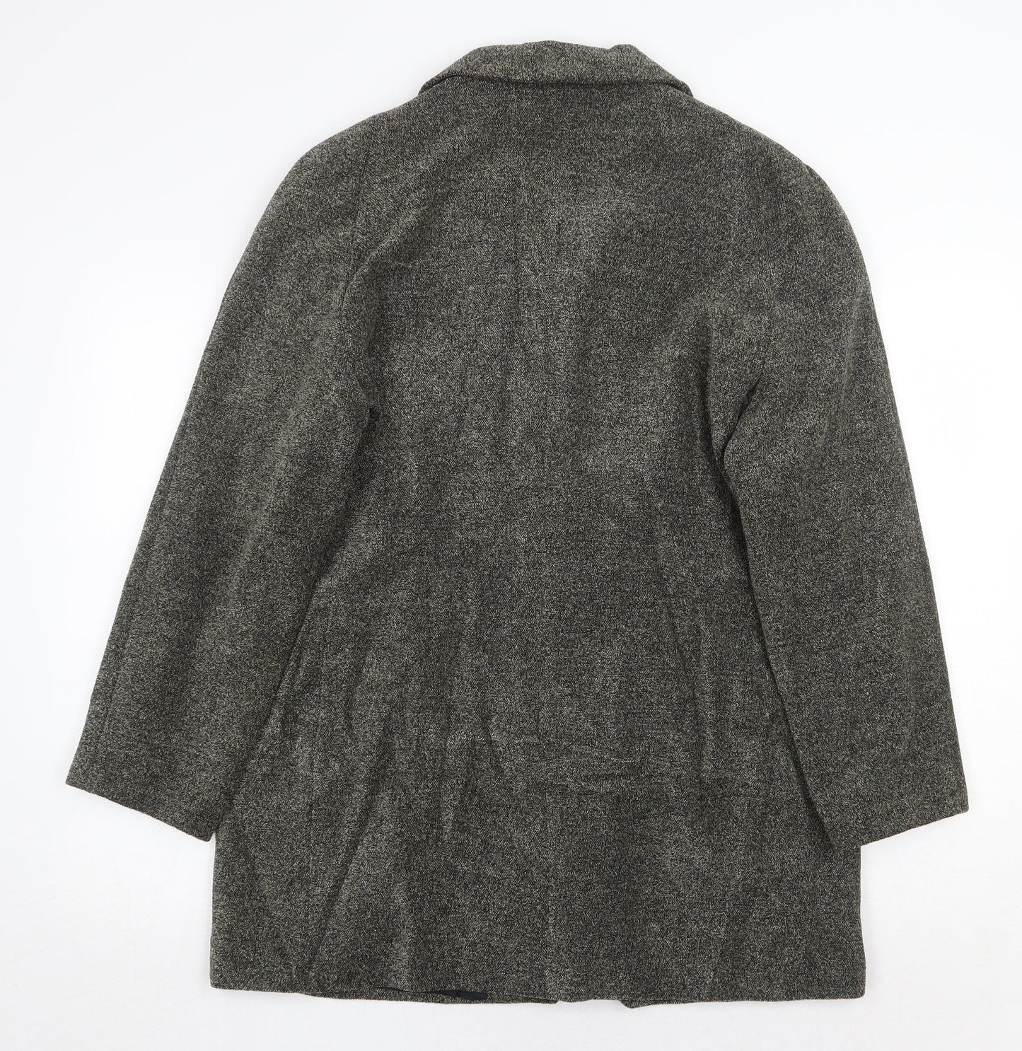 Richards Womens Grey Geometric Overcoat Coat Size 16 Button