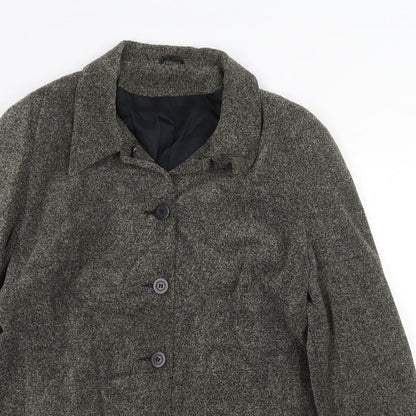 Richards Womens Grey Geometric Overcoat Coat Size 16 Button