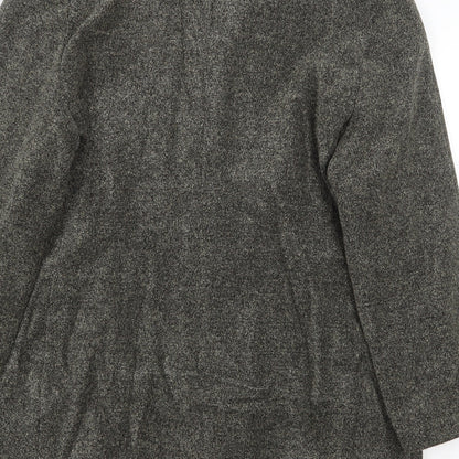 Richards Womens Grey Geometric Overcoat Coat Size 16 Button